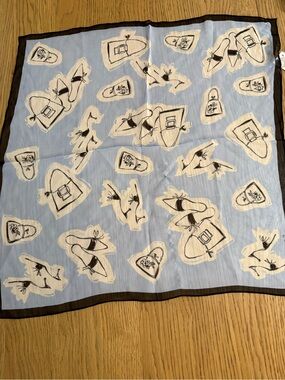 ECHO Light Blue Scarf with Black and Cream Bag Motif